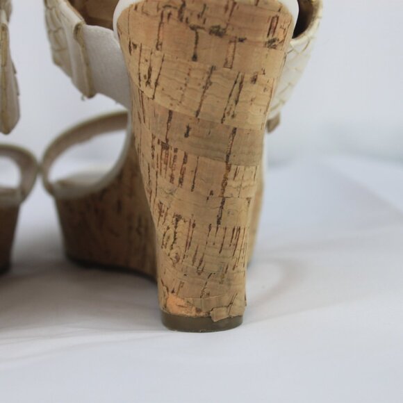 Free with Any Purchase- Tommy Hilfiger 6m Cream Open Toe Cork Wedge Sandals - Picture 8 of 10